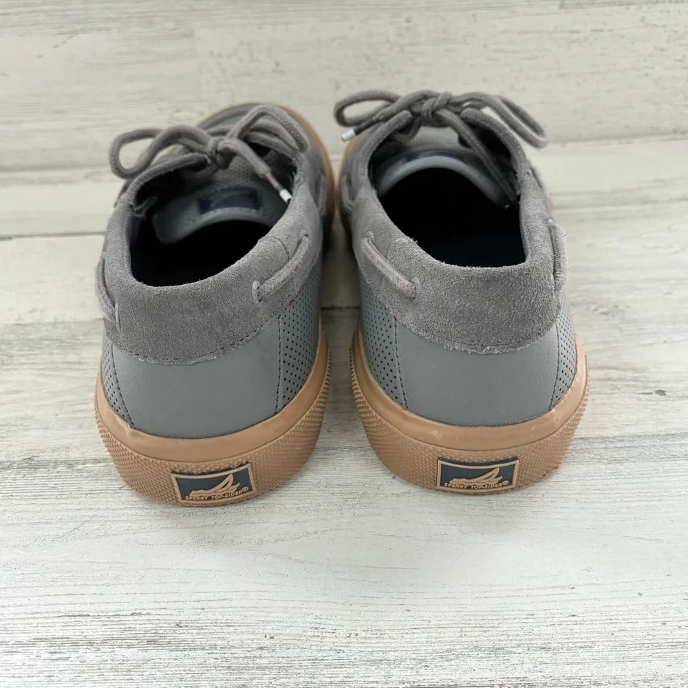 Sperry Men’s Size 13 Leather & Suede Upper 2 Eye Boat Shoes In Gray/Brown